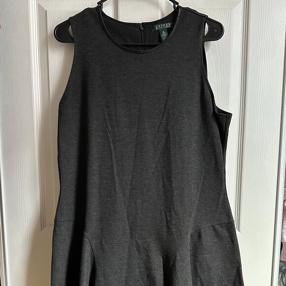 Lauren Ralph Lauren XL Gray Sleeveless Fit Flare Flounce Ponte Knit Dress - Picture 1 of 7